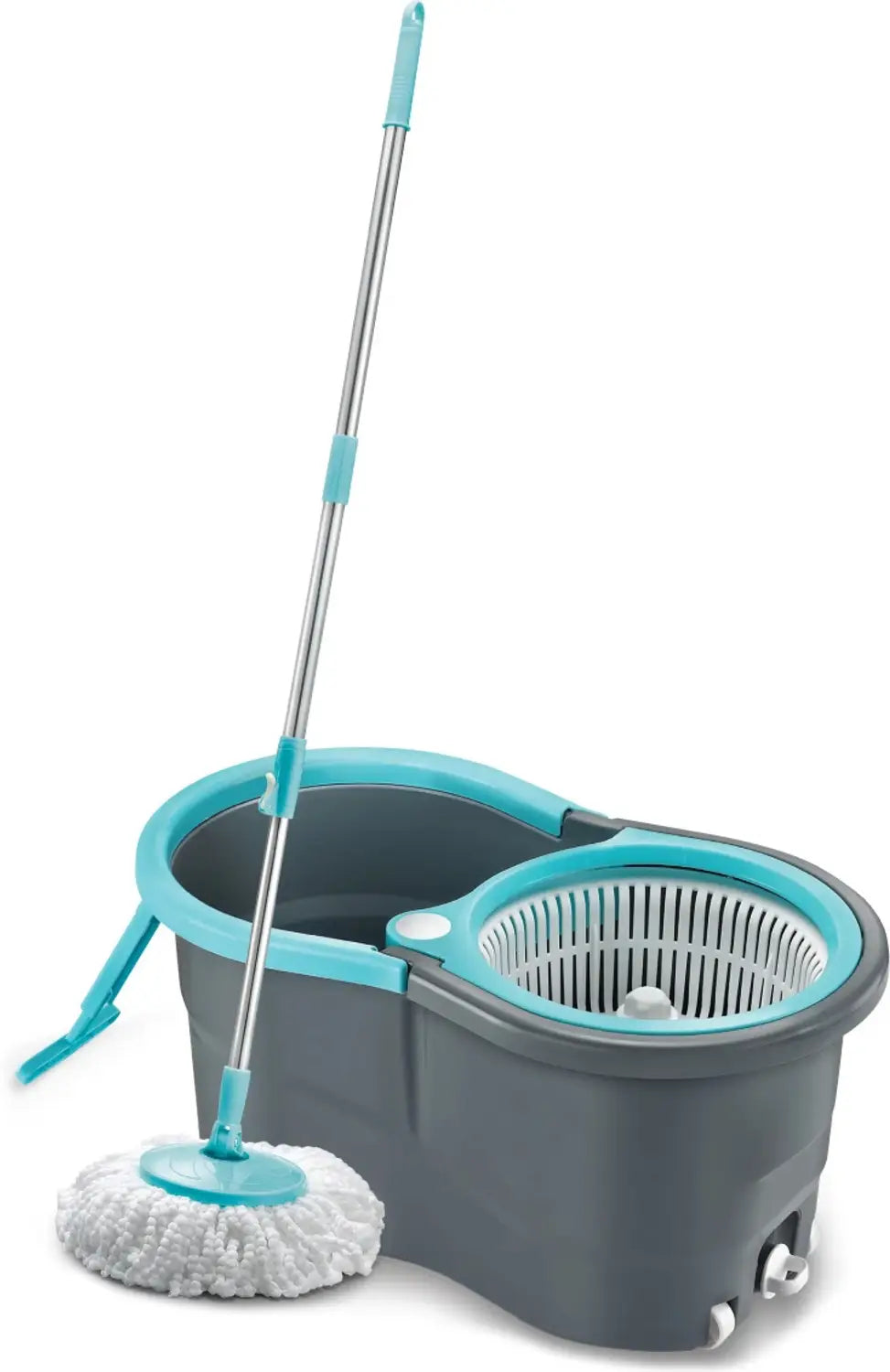 360° Spin Mop with Bucket & 2 Absorber Refills | Self-Wringing Floor Cleaning Mop Set | Stainless Steel Handle Pocha for Home, Kitchen & Floor Cleaning — Multicolor (Free Size)