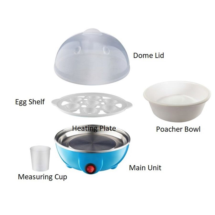 Electric Automatic Egg Boiler & Poacher | 7-Egg Capacity | Steaming, Boiling & Cooking | Auto Shut-Off Stainless Steel Egg Cooker for Home & Kitchen — Multicolor (Pack of 1)
