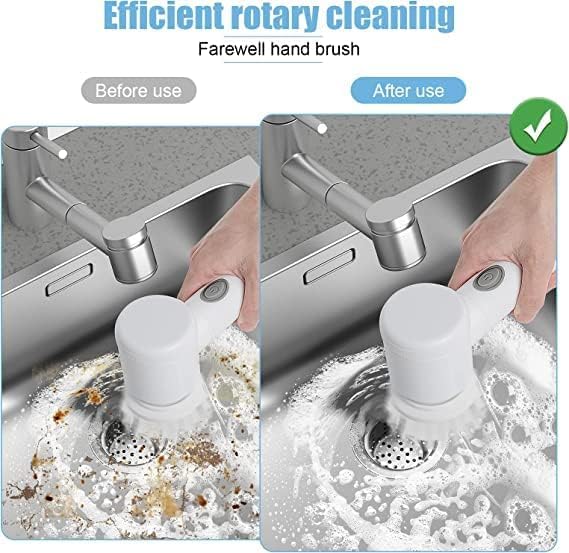 Electric Rotary Cleaning Brush with 3 Brush Heads – Portable Power Scrubber for Bathroom, Kitchen, Floor, Car & Shower Cleaning