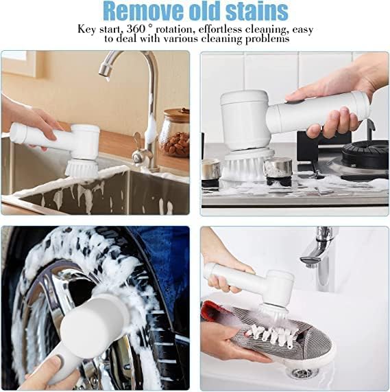 Electric Rotary Cleaning Brush with 3 Brush Heads – Portable Power Scrubber for Bathroom, Kitchen, Floor, Car & Shower Cleaning