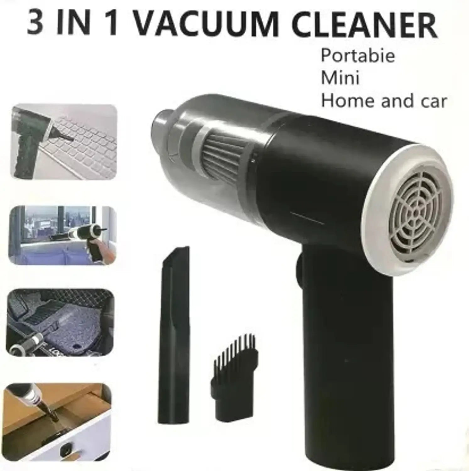 3-in-1 Portable Wireless Vacuum Cleaner | Handheld Car & Home Cleaner with Blower & Air Pump