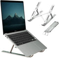 6-Angle Adjustable Aluminium Foldable Laptop Stand | Portable Ergonomic Tabletop Desk Stand for Laptop & Desktop | Anti-Slip Heat Dissipation Riser for Home, Office & Study — Black (Free Size)