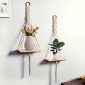 Boho Macrame Wall Hanging Shelf Set of 2 | Wooden Floating Hanging Storage Shelf Organizer | Handcrafted Plant Holder & Wall Decor for Bedroom, Living Room & Balcony — Cream/Natural (Free Size)