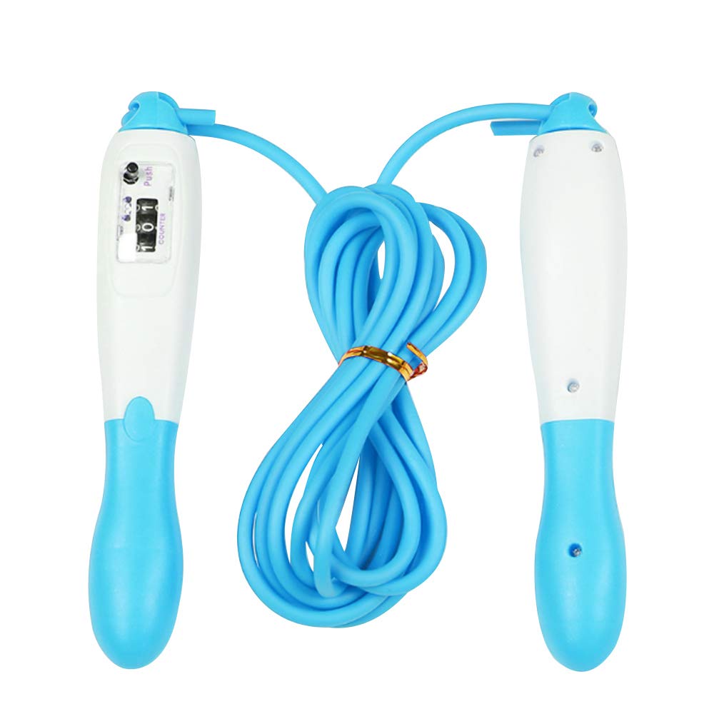 Adjustable Skipping Rope with Digital Jump Counter | Lightweight Plastic Handle Speed Rope for Fitness, Cardio & Weight Loss | Jump Rope for Men, Women & Kids — Blue (Free Size)