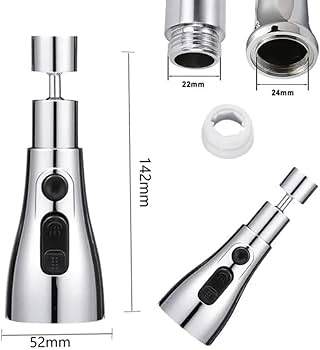 360° Rotating Kitchen Faucet Sprayer Attachment – 3 Mode Water Saving Tap Extender for Sink | Anti Splash Pull Down Faucet Head (Silver)
