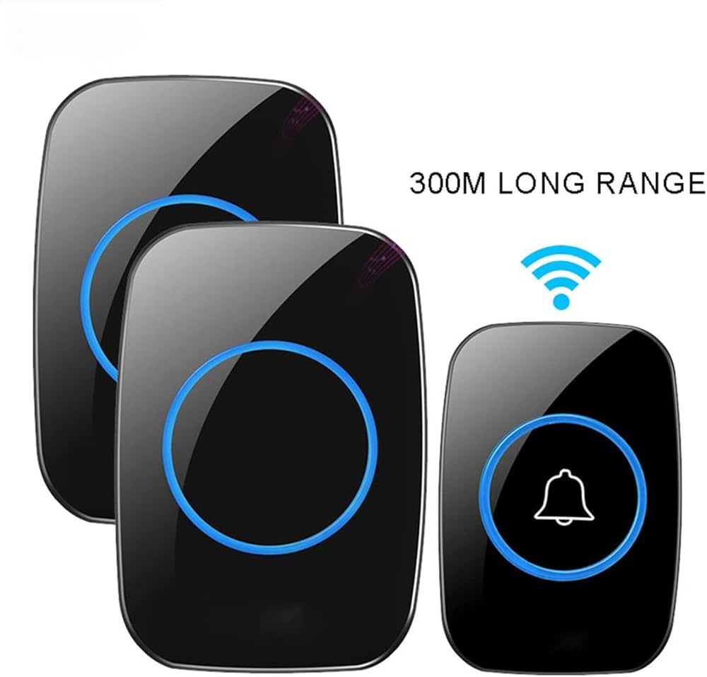 Wireless Doorbell Kit | Waterproof Door Bell with 1000 Feet Range | 60 Chime Tones & 5 Volume Levels | LED Flash Alert for Home, Office & Classroom — Black, Rechargeable (Free Size)