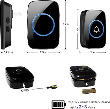 Wireless Doorbell Kit | Waterproof Door Bell with 1000 Feet Range | 60 Chime Tones & 5 Volume Levels | LED Flash Alert for Home, Office & Classroom — Black, Rechargeable (Free Size)
