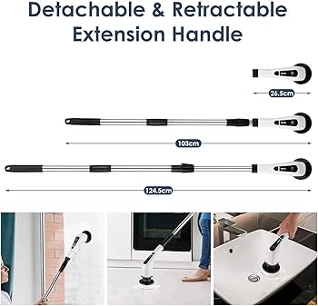 9-in-1 Electric Spin Scrubber with LED Display | Cordless Power Cleaning Brush with 8 Replaceable Heads & Adjustable Extension Handle | 2-Speed Electric Bathroom, Floor & Tile Scrubber — Multicolor (Free Size)