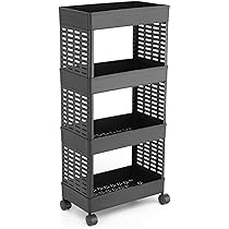 4-Layer Plastic Bookshelf with Wheels | Portable Rolling Book Rack & Organizer for Home, Study Room & Library | Kids & Adults Book Stand Shelf — Black (91cm Height, Free Size)
