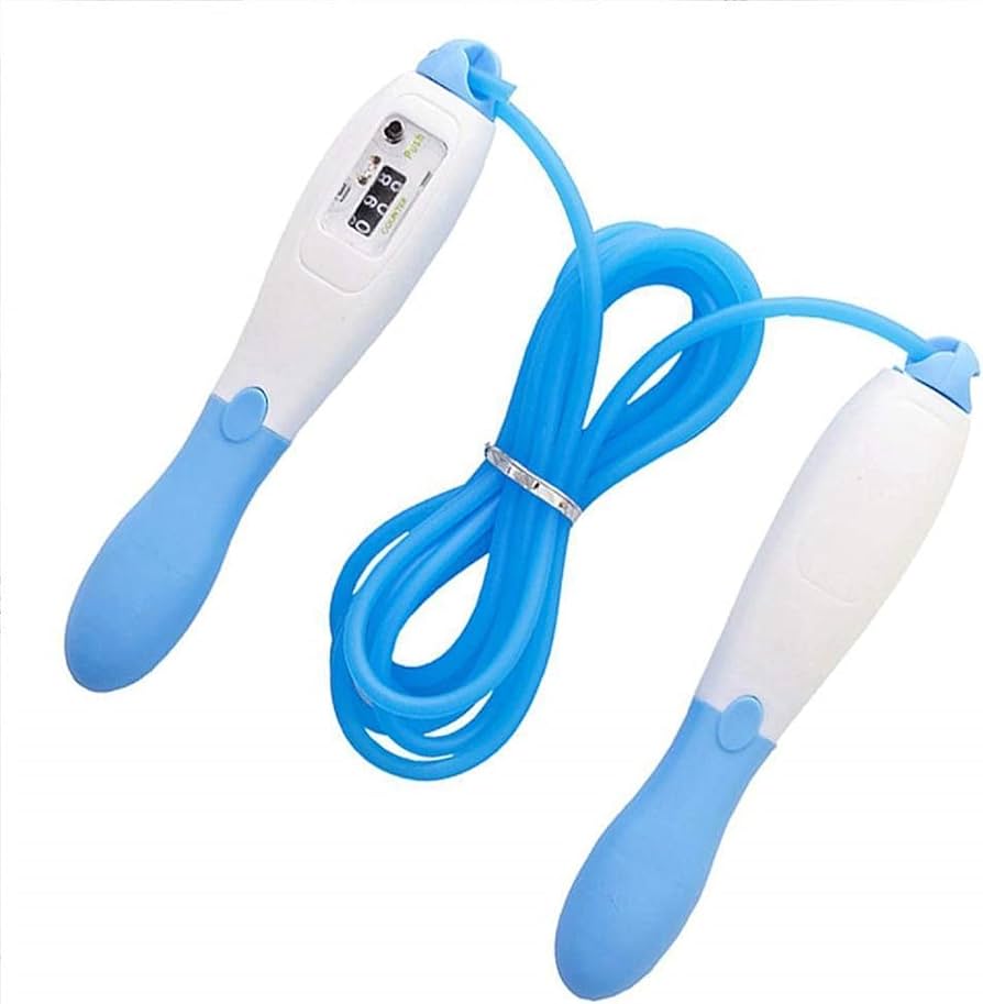 Adjustable Skipping Rope with Digital Jump Counter | Lightweight Plastic Handle Speed Rope for Fitness, Cardio & Weight Loss | Jump Rope for Men, Women & Kids — Blue (Free Size)