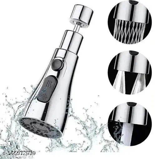 360° Rotating Kitchen Faucet Sprayer Attachment – 3 Mode Water Saving Tap Extender for Sink | Anti Splash Pull Down Faucet Head (Silver)
