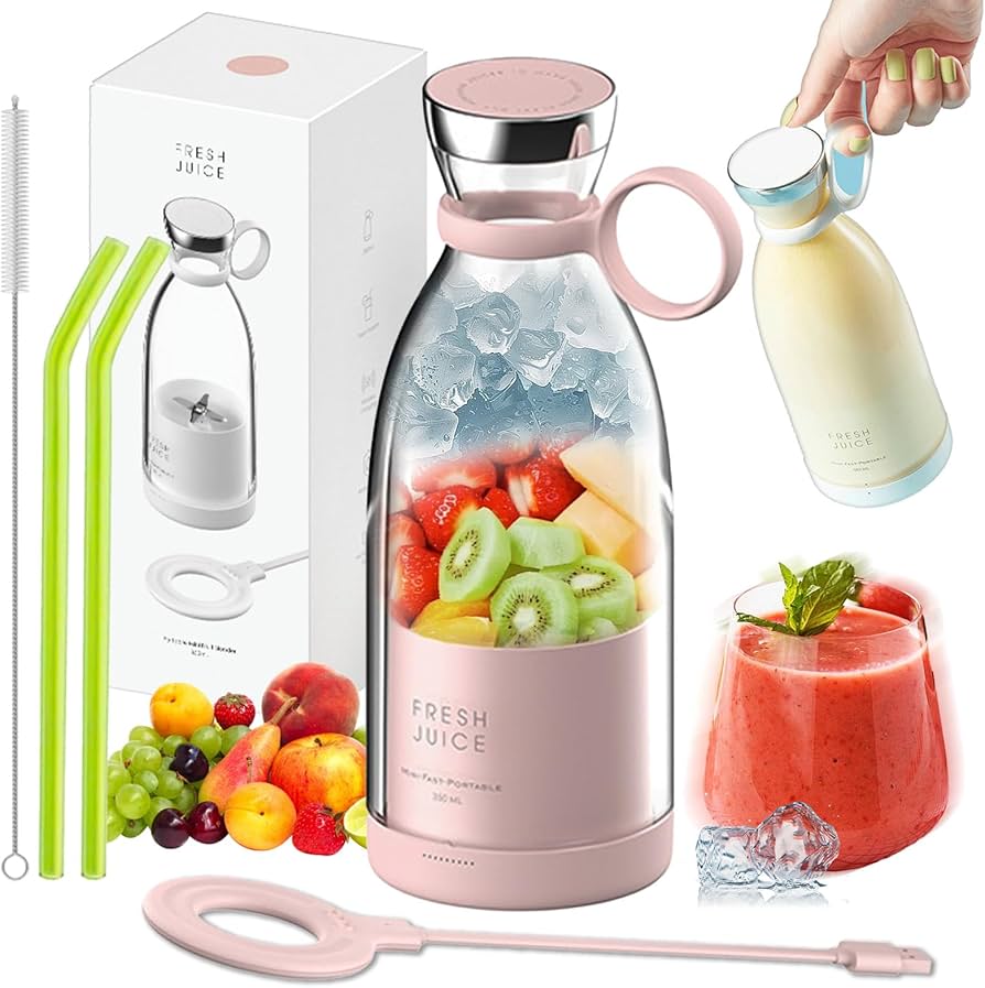 Mini Portable Blender Bottle 350ML – USB Rechargeable Personal Juicer Mixer for Smoothies, Shakes & Fresh Juice