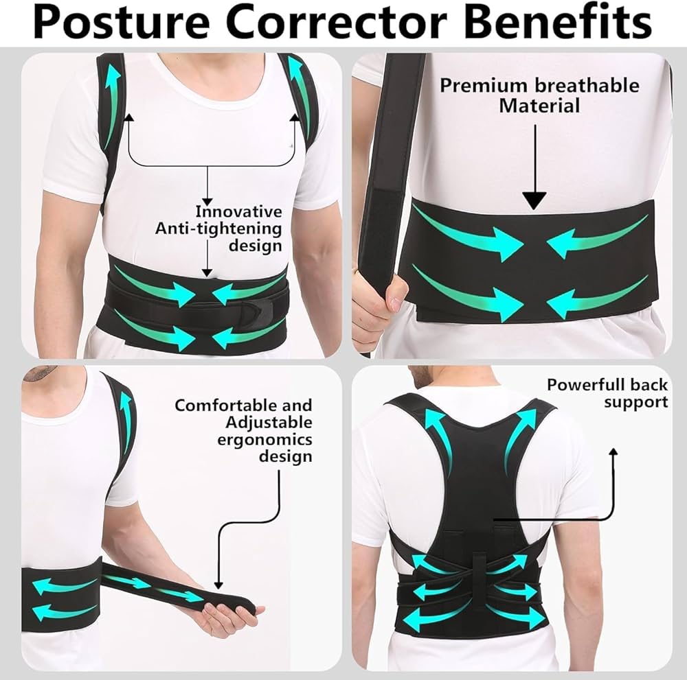 Posture Corrector Belt for Men & Women | Back Brace for Pain Relief, Shoulder Support & Spine Alignment | Adjustable Lycra Back Support Belt — Universal Size