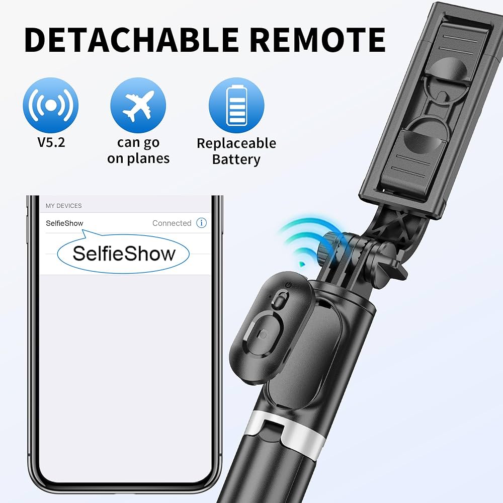 R1S 3-in-1 Selfie Stick Tripod with Bluetooth Remote – Extendable Wireless Phone Stand for Photography, Vlogging & Video Recording