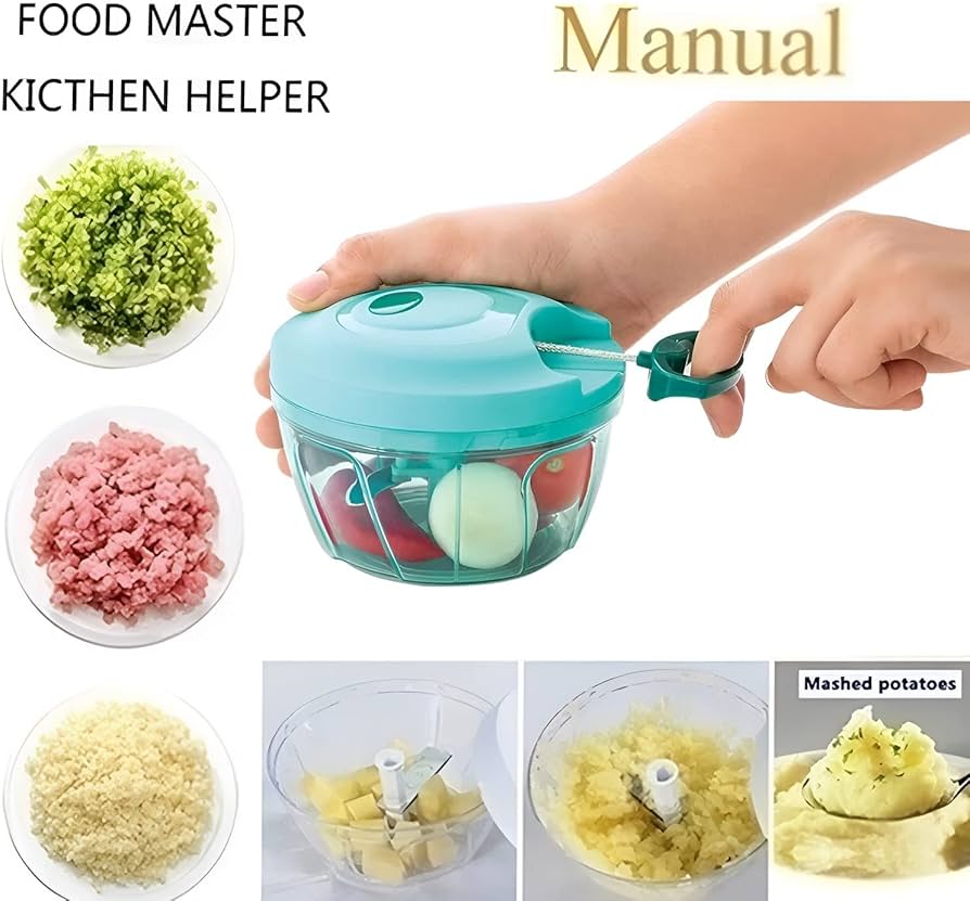 Manual Pull Cord Vegetable Chopper 450ml | Quick Chop Kitchen Tool for Fruits & Veggies
