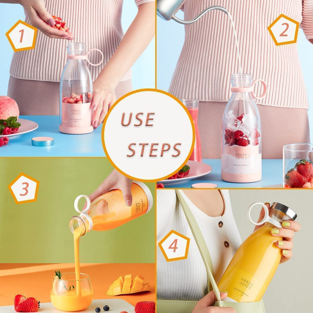 Mini Portable Blender Bottle 350ML – USB Rechargeable Personal Juicer Mixer for Smoothies, Shakes & Fresh Juice