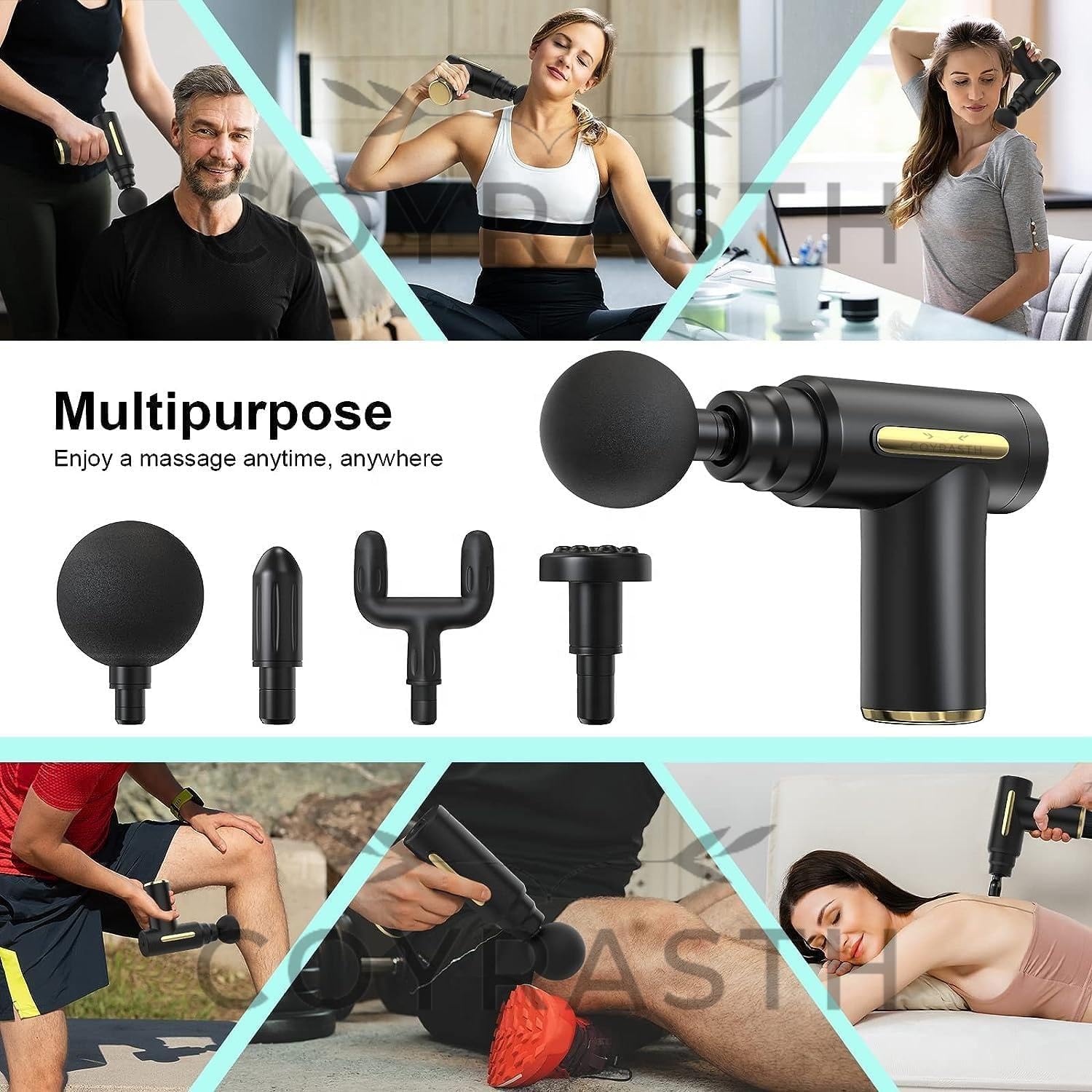 Electric Massage Gun for Full Body Pain Relief | 6-Speed Deep Tissue Massager for Neck, Shoulders, Back, Arms & Legs | 1800mAh Battery, Type-C Charging, 6 Attachments