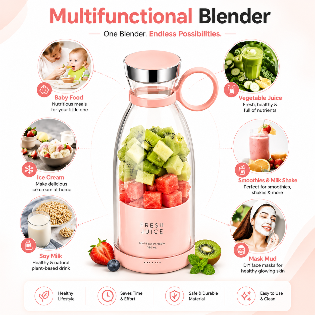 FreshBlend™ Portable Rechargeable Mini Blender | Fresh Juice Anywhere in 30 Seconds
