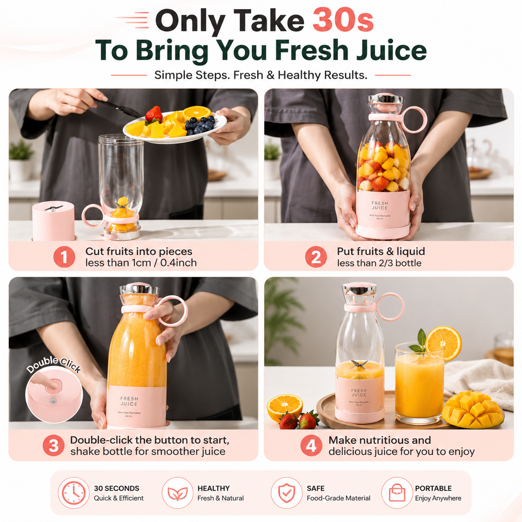 FreshBlend™ Portable Rechargeable Mini Blender | Fresh Juice Anywhere in 30 Seconds