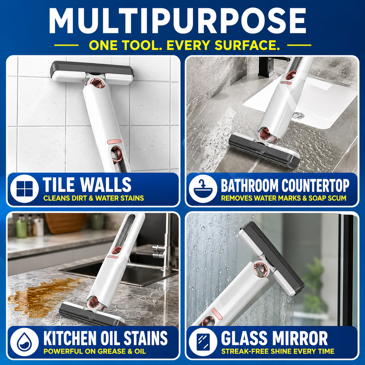 Mini Self-Squeeze Sponge Mop – Portable Handheld Cleaning Mop for Kitchen, Floor, Glass, Windows, Car & Bathroom | Wet & Dry Use