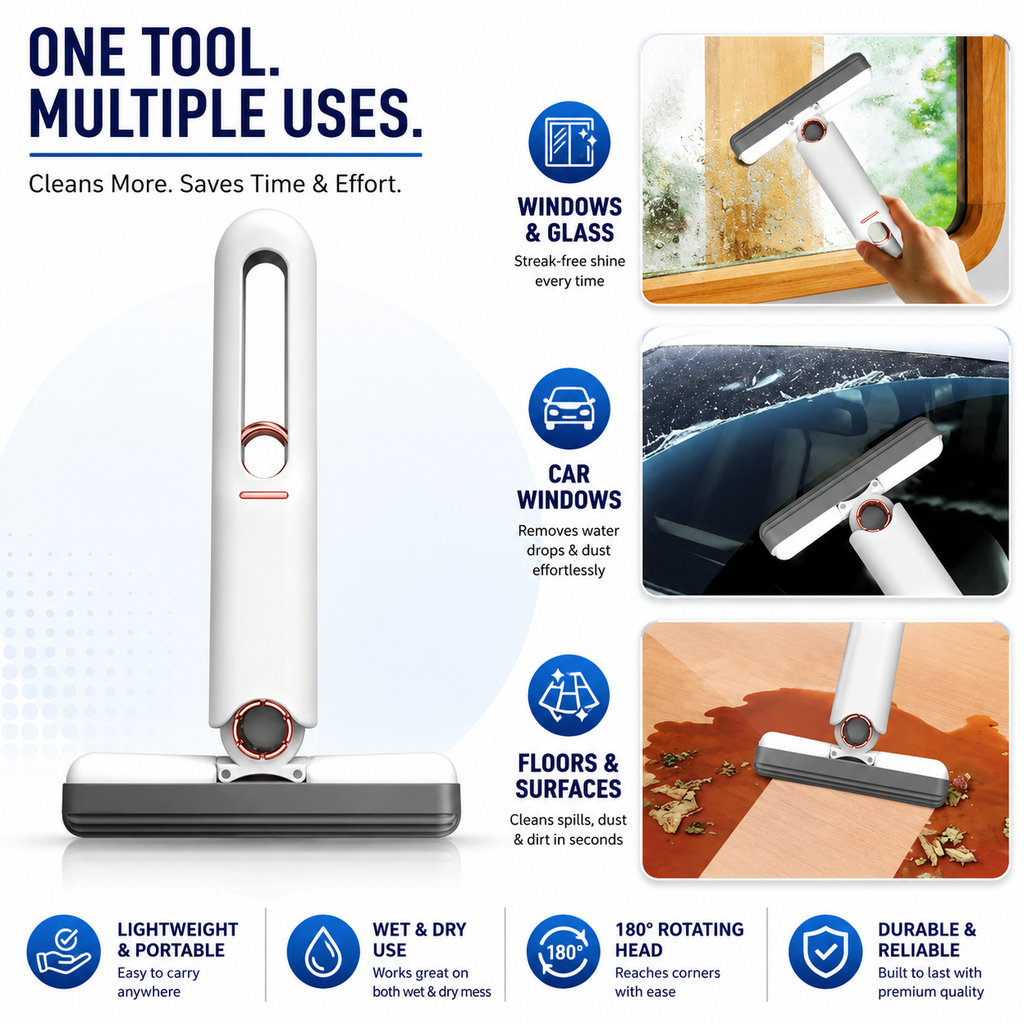 Mini Self-Squeeze Sponge Mop – Portable Handheld Cleaning Mop for Kitchen, Floor, Glass, Windows, Car & Bathroom | Wet & Dry Use