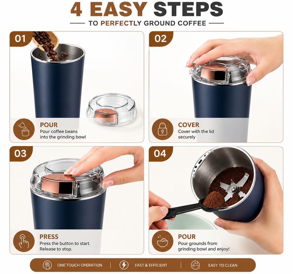 Mini Electric Multipurpose Grinder for Kitchen | Mini Masala, Coffee Bean & Dry Fruit Grinder