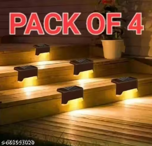 Pack of 4 Solar Powered LED Step Lights | Waterproof Outdoor Stair & Fence Lights for Garden, Balcony, Deck, Patio & Backyard — No Wiring Required