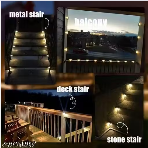 Pack of 4 Solar Powered LED Step Lights | Waterproof Outdoor Stair & Fence Lights for Garden, Balcony, Deck, Patio & Backyard — No Wiring Required