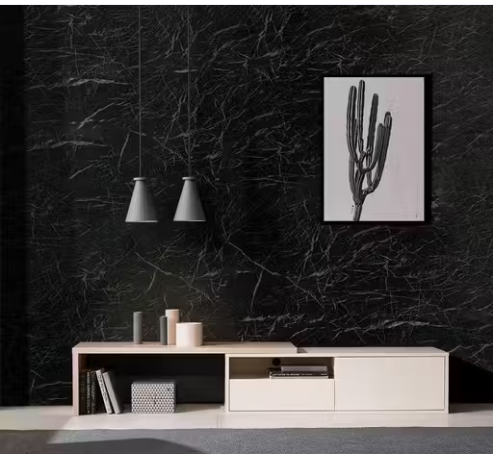 Black Marble Self-Adhesive Wallpaper Roll | Waterproof Vinyl Wall Sticker for Kitchen, Furniture, Wardrobe, Bedroom & Office — 60 cm × 200 cm (DIY Peel & Stick)