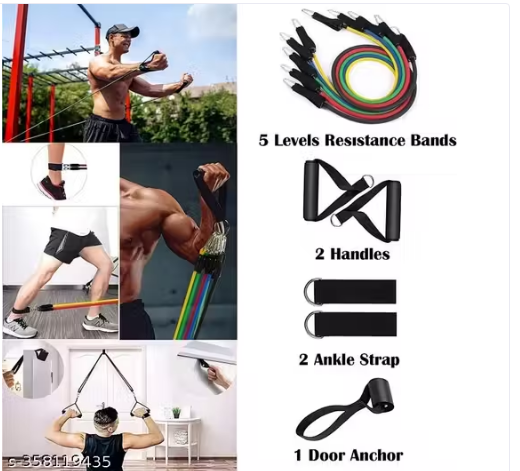 11-in-1 Resistance Bands Set with Pull Up Assist | Heavy Duty Loop Bands — 10 to 30 lbs | Home Gym, Yoga, Body Stretching & Power Lifting Workout Kit for Men & Women