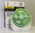 Powerful Rechargeable Table Fan with LED Light | 5-Blade High Speed USB Fan for Home, Office Desk & Kitchen | Portable Personal Cooling Fan — 3 Speed Settings, Pack of 1 (Cream)
