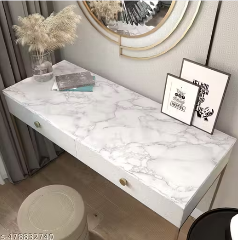 White Marble Self-Adhesive Wallpaper Roll | Pack of 2 | Waterproof Vinyl Peel & Stick Wall Paper for Furniture, Wardrobe, Kitchen, Bathroom & Desktop | DIY Home Decor Wall Sticker — White Marble (Free Size)