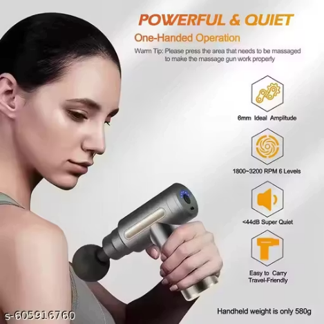 Electric Massage Gun for Full Body Pain Relief | 6-Speed Deep Tissue Massager for Neck, Shoulders, Back, Arms & Legs | 1800mAh Battery, Type-C Charging, 6 Attachments