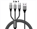 3-in-1 Nylon Braided Fast Charging Cable 1 Meter | Micro USB + Type-C + iOS Compatible | 3A Fast Charge & 100Mbps Data Transfer — Universal Phone Charging Cable (Pack of 1)
