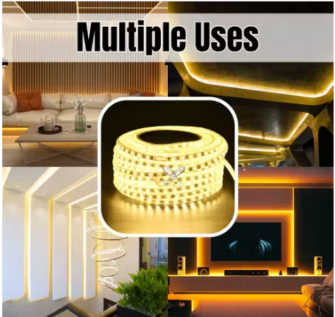 3 Meter Waterproof LED Strip Light | Warm White 3014 SMD Energy Saving Light for False Ceiling, Room Decor, Home Decoration & Diwali — Super Bright, Eye-Safe & Water Resistant