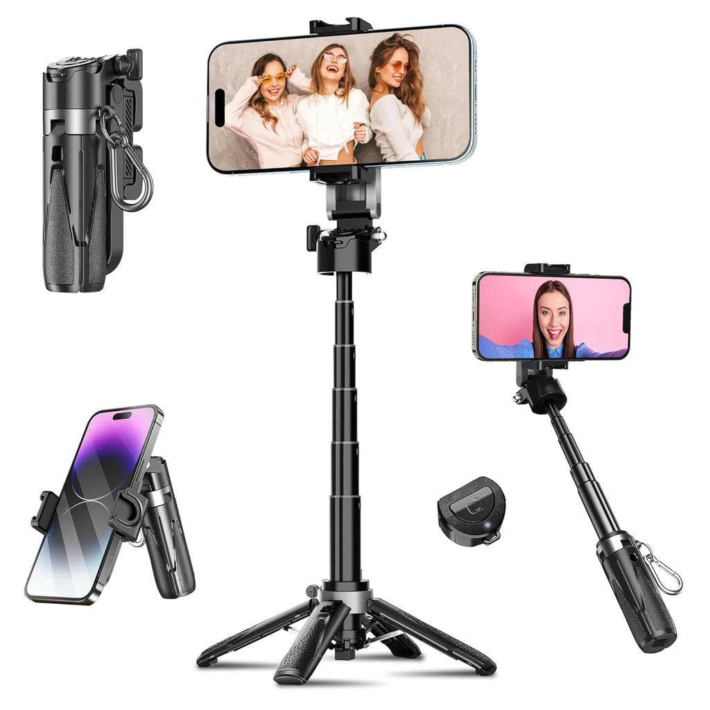 R1S 3-in-1 Selfie Stick Tripod with Bluetooth Remote – Extendable Wireless Phone Stand for Photography, Vlogging & Video Recording