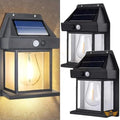 ENARA Solar Wall Light Outdoor | Motion Sensor Auto On/Off | Waterproof LED Sconce Security Lamp | Solar Chargeable Exterior Light for Front Porch, Garden, Patio & Balcony — Black, Warm Yellow (Pack of 1)