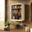 Wall-Mounted Bathroom Cabinet with 2 Doors | 3-Layer Storage Organizer for Skincare, Makeup & Bathroom Essentials | Bathroom Shelf & Medicine Cabinet for Home — White (32 × 40.5 × 13 cm)