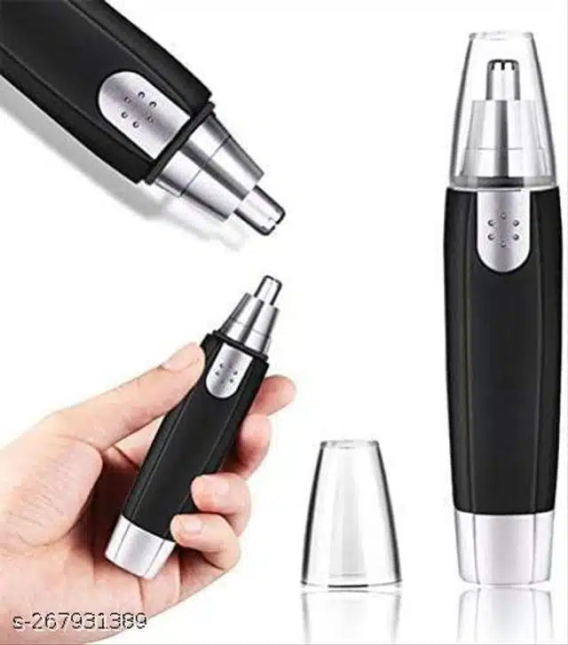 3-in-1 Electric Nose & Ear Hair Trimmer – Portable Rechargeable Facial Hair Grooming Kit for Men (Black & Silver)