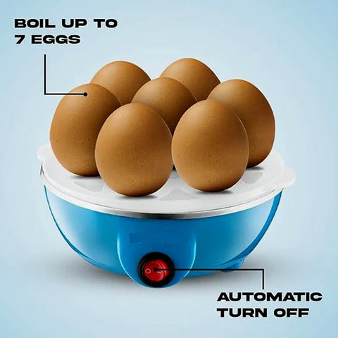 Electric Automatic Egg Boiler & Poacher | 7-Egg Capacity | Steaming, Boiling & Cooking | Auto Shut-Off Stainless Steel Egg Cooker for Home & Kitchen — Multicolor (Pack of 1)