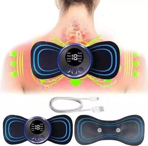 Mini Butterfly Body Massager Machine – Portable Electric Pulse Muscle Relaxer for Neck, Back, Arms & Legs
