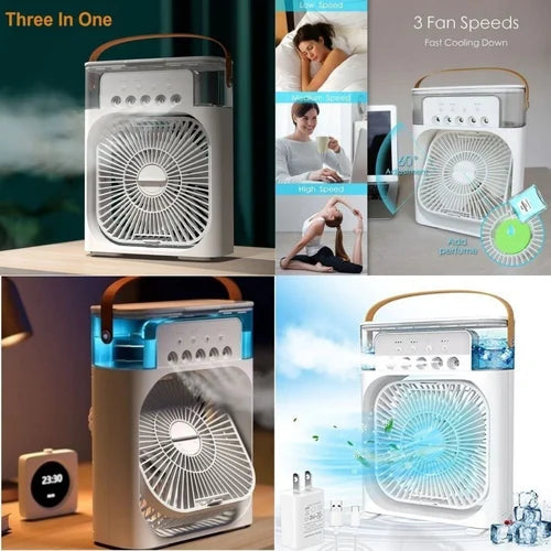 Mini Portable Air Cooler Fan with Mist | USB Rechargeable Personal AC for Desk & Room
