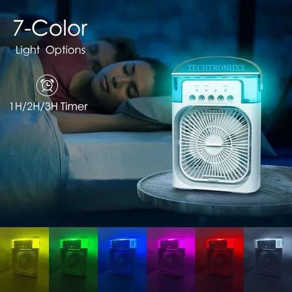 Mini Portable Air Cooler Fan with Mist | USB Rechargeable Personal AC for Desk & Room