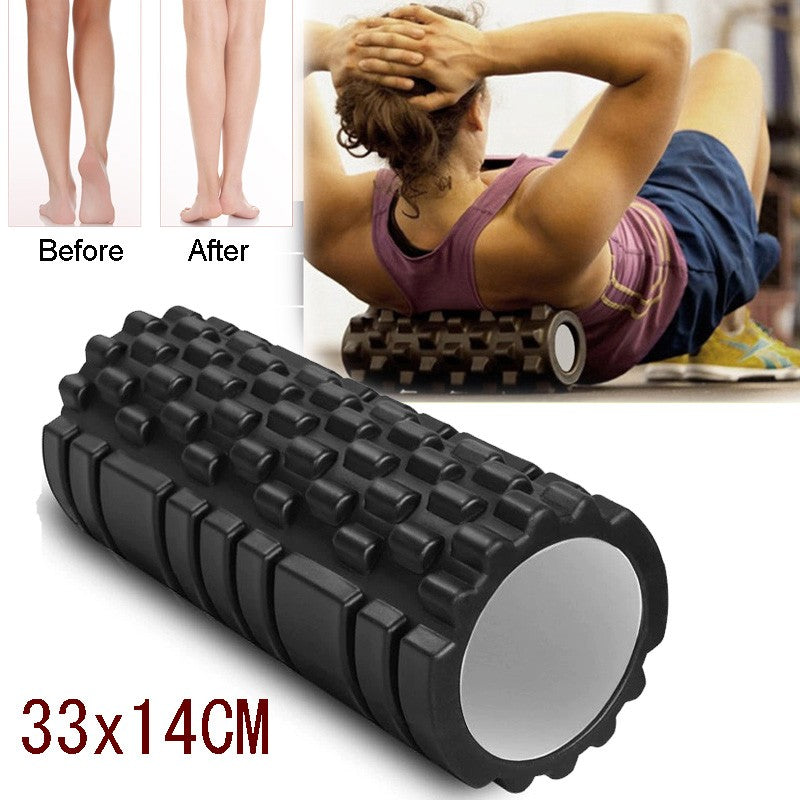 BOLDFIRE High Density EVA Foam Roller for Back Pain & Muscle Recovery | Deep Tissue Massage Roller for Exercise, Gym & Stretching | Body Pain Relief & Myofascial Release Roller — Black (14cm Width, Free Size)