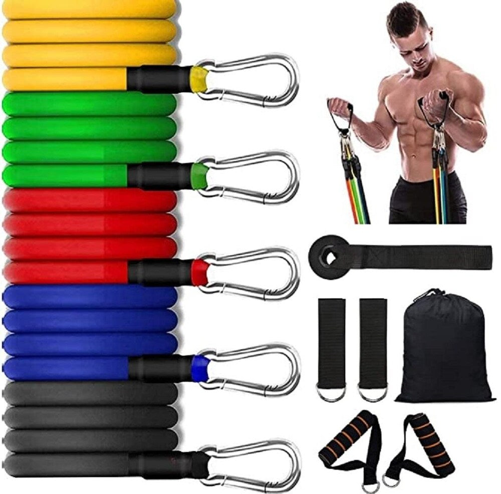 11-in-1 Resistance Bands Set with Pull Up Assist | Heavy Duty Loop Bands — 10 to 30 lbs | Home Gym, Yoga, Body Stretching & Power Lifting Workout Kit for Men & Women